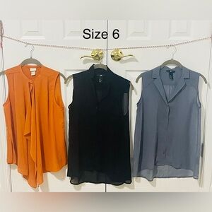 H&M - Women's Sleeveless Blouses Trio - Orange, Black, Gray